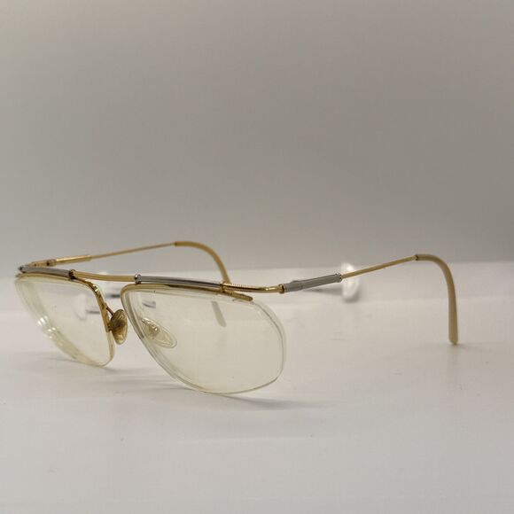 LOGO Paris Eyeglasses Half Rim Metal Frame 006 Gold Cream France 80's. - Picture 1 of 16